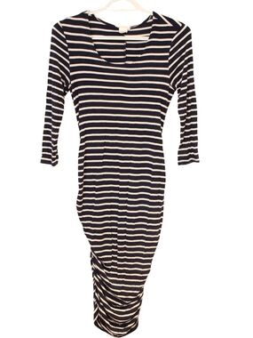 Brandy Blu Navy & White Striped Long Sleeve Maternity Dress Size Small